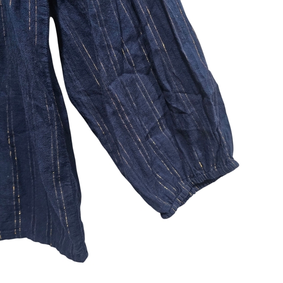 Anthropologie Maeve Women’s Reston Blouse Navy Blue Vertical Stripes Siz… - Picture 4 of 10